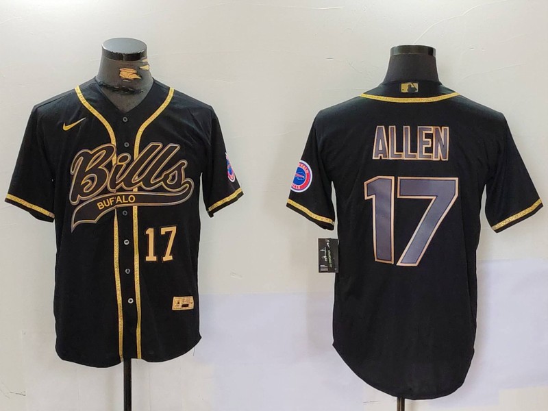 Men Buffalo Bills 17 Allen Black Joint Name 2024 Nike Limited NFL Jersey style 9107